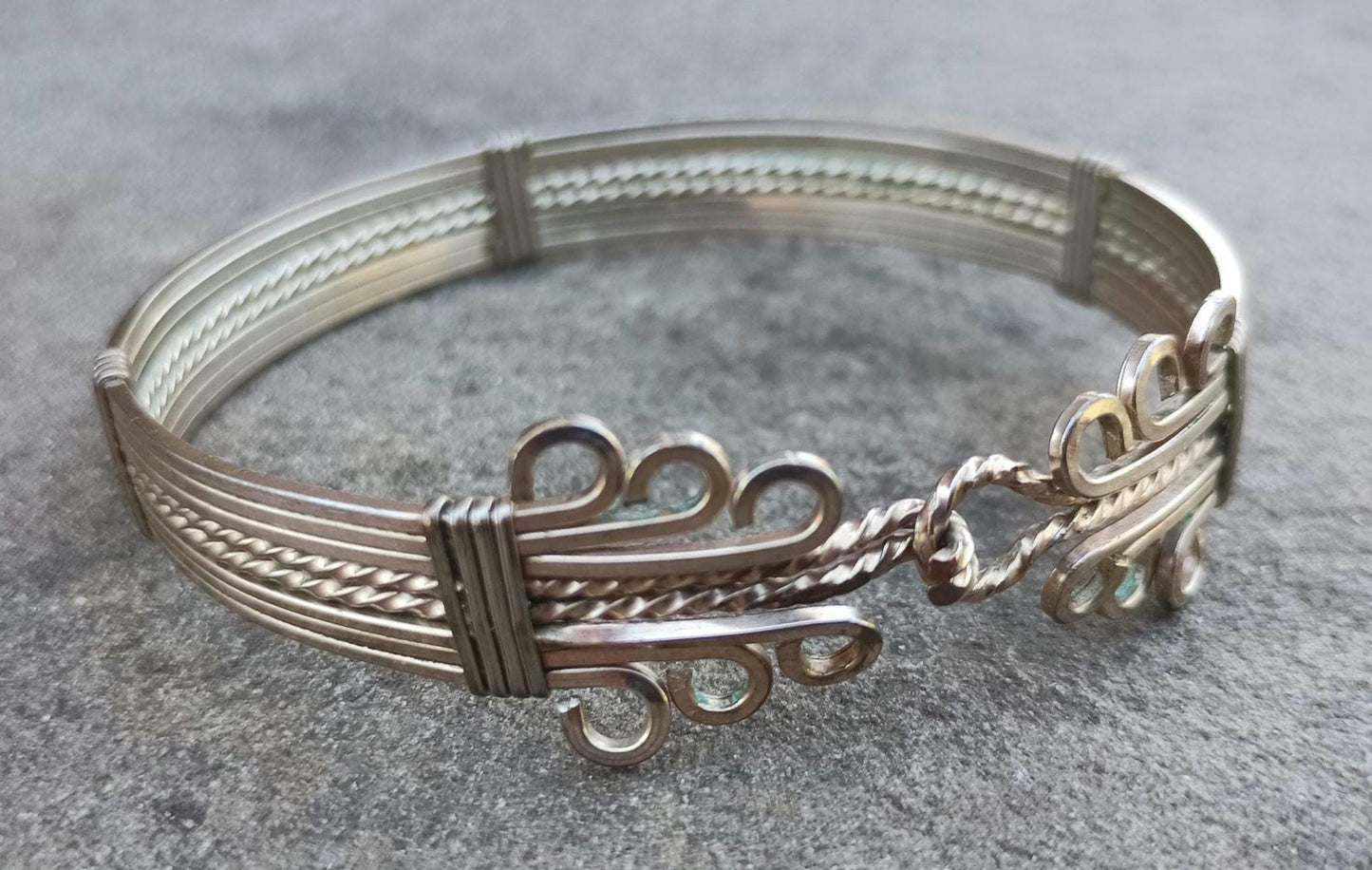 Vintage Gold Plated Woven Bangle: Edwardian Twisted Wire Bracelet