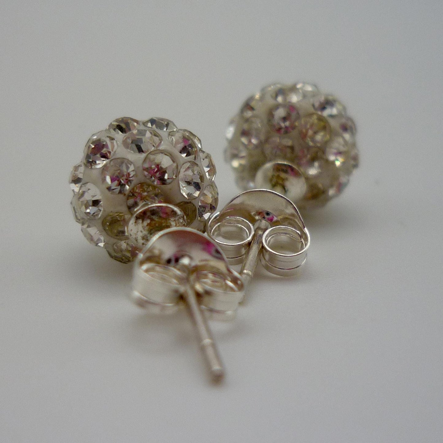 Clear Crystal Ball Stud Earrings, CZ Cluster Studs