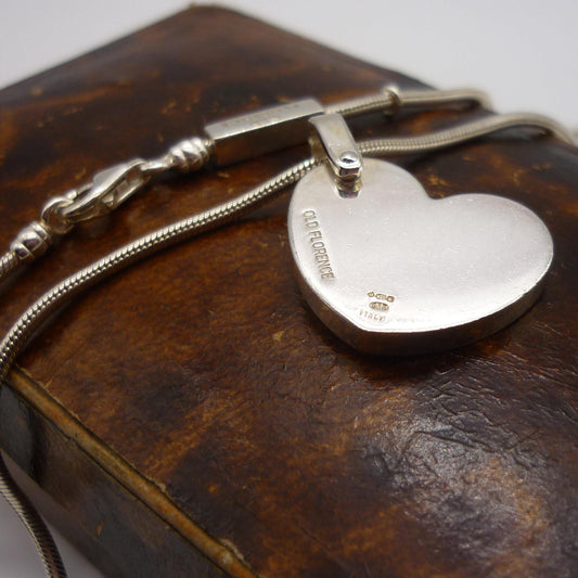 Old Florence Sterling Silver Heart Pendant on Chain