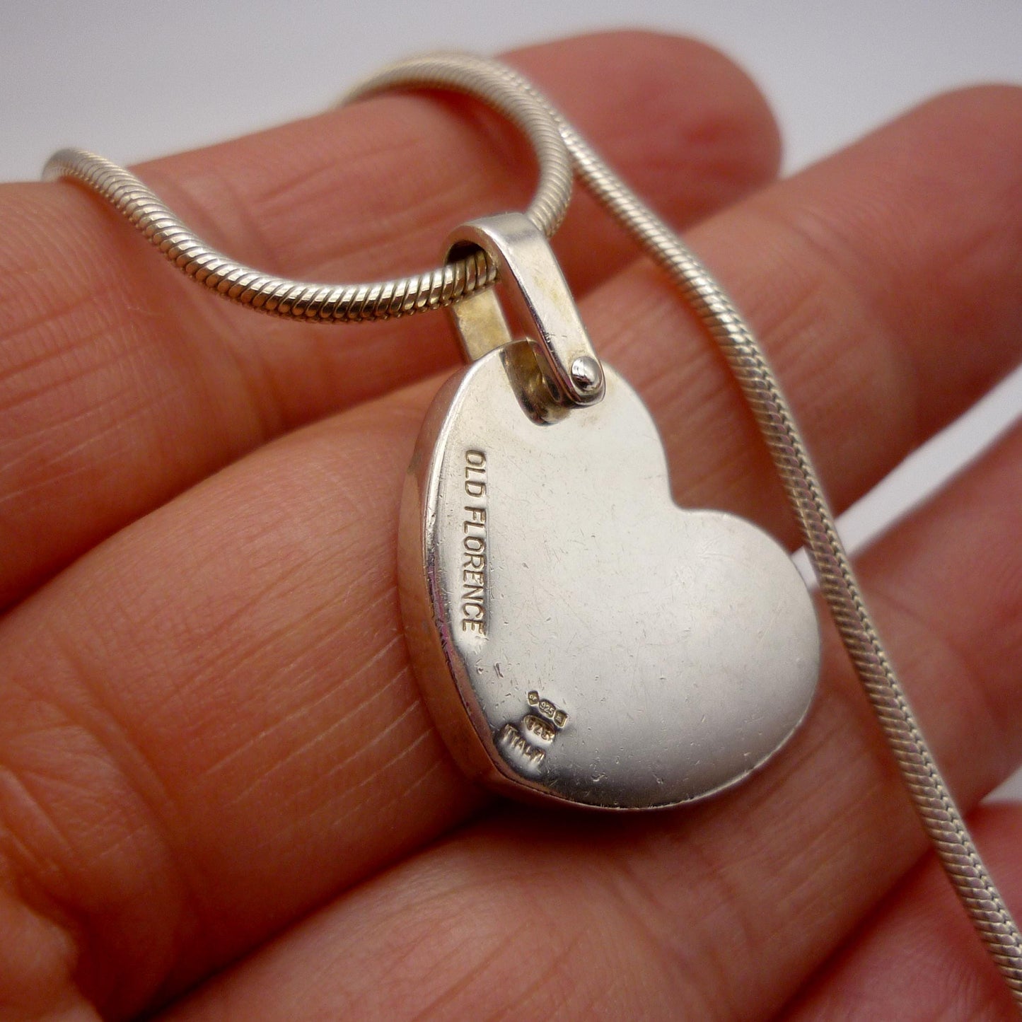Old Florence Sterling Silver Heart Pendant on Chain
