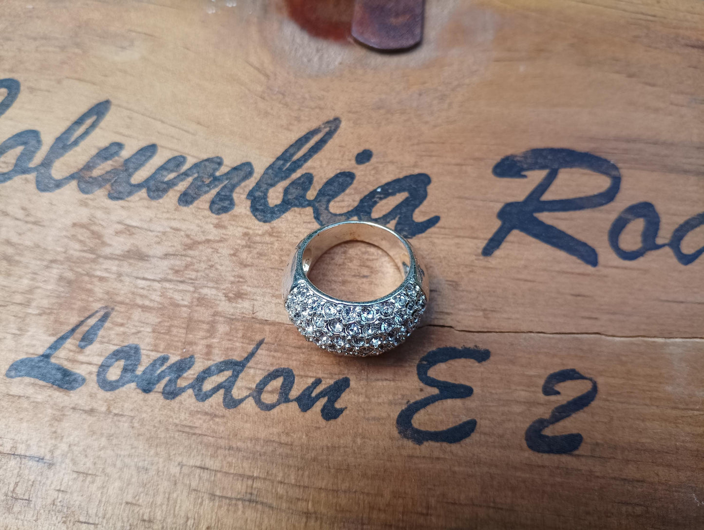 Vintage CZ Cluster Ring, Silver Plated, Size 7.5