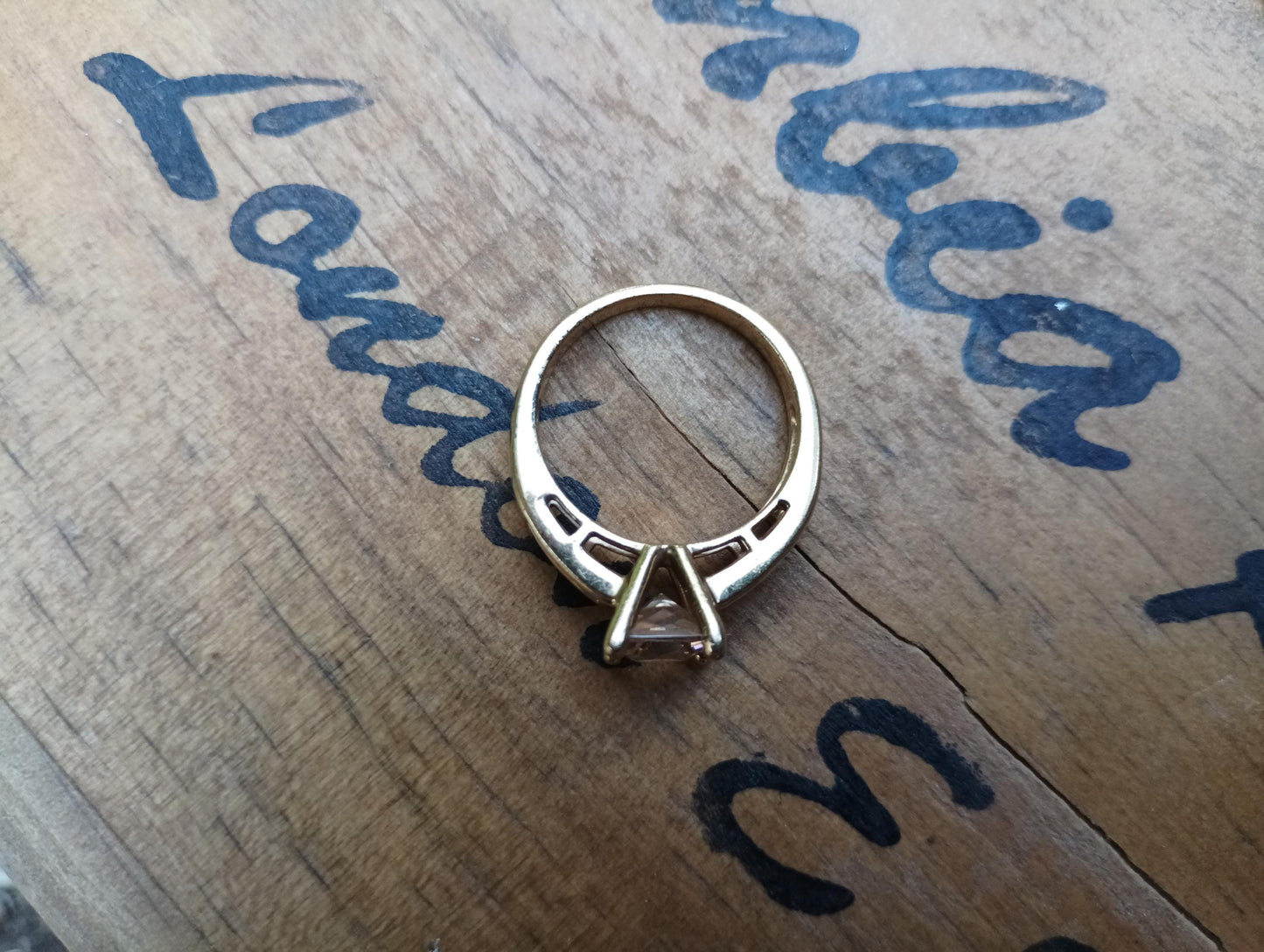 Princess Cut Champagne CZ Ring: Gold Plated Cubic Zirconia, US Size 8