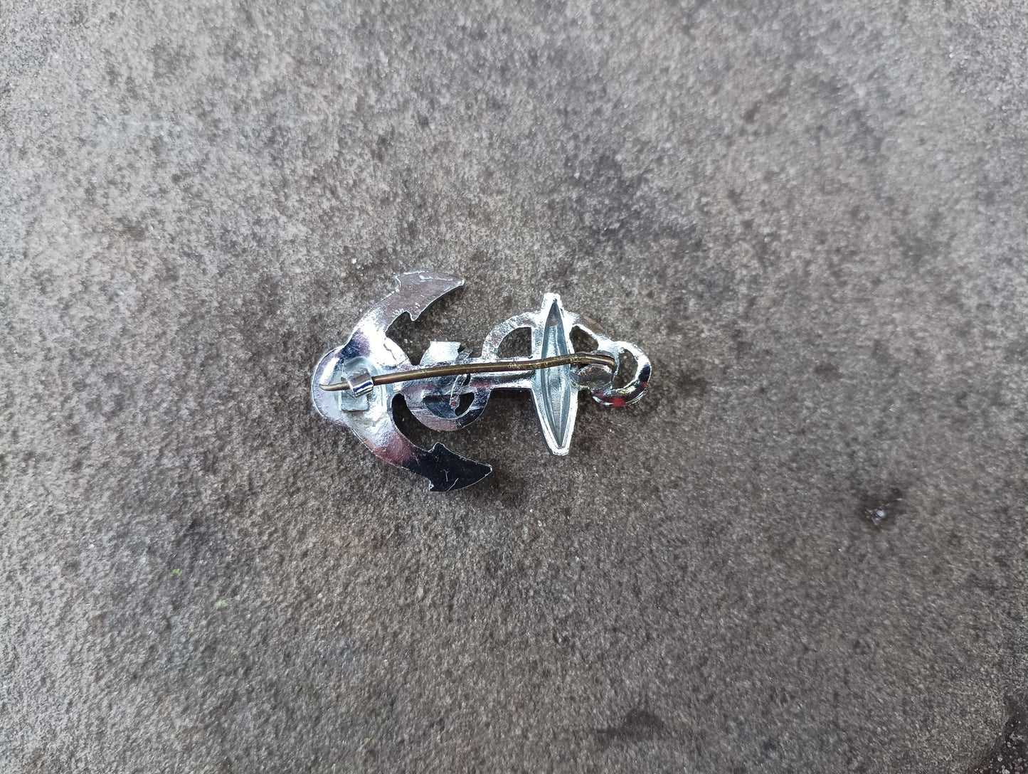 Vintage 1950s Silver Tone Anchor Brooch: Nautical Sailor Pin