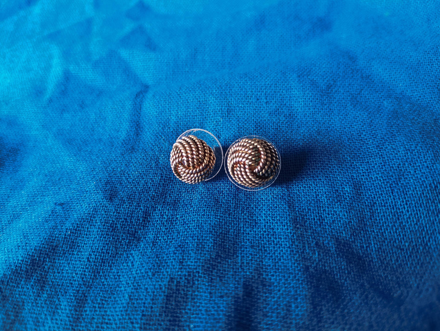 Vintage Silver Love Knot Stud Earrings: Bali Coil Rope