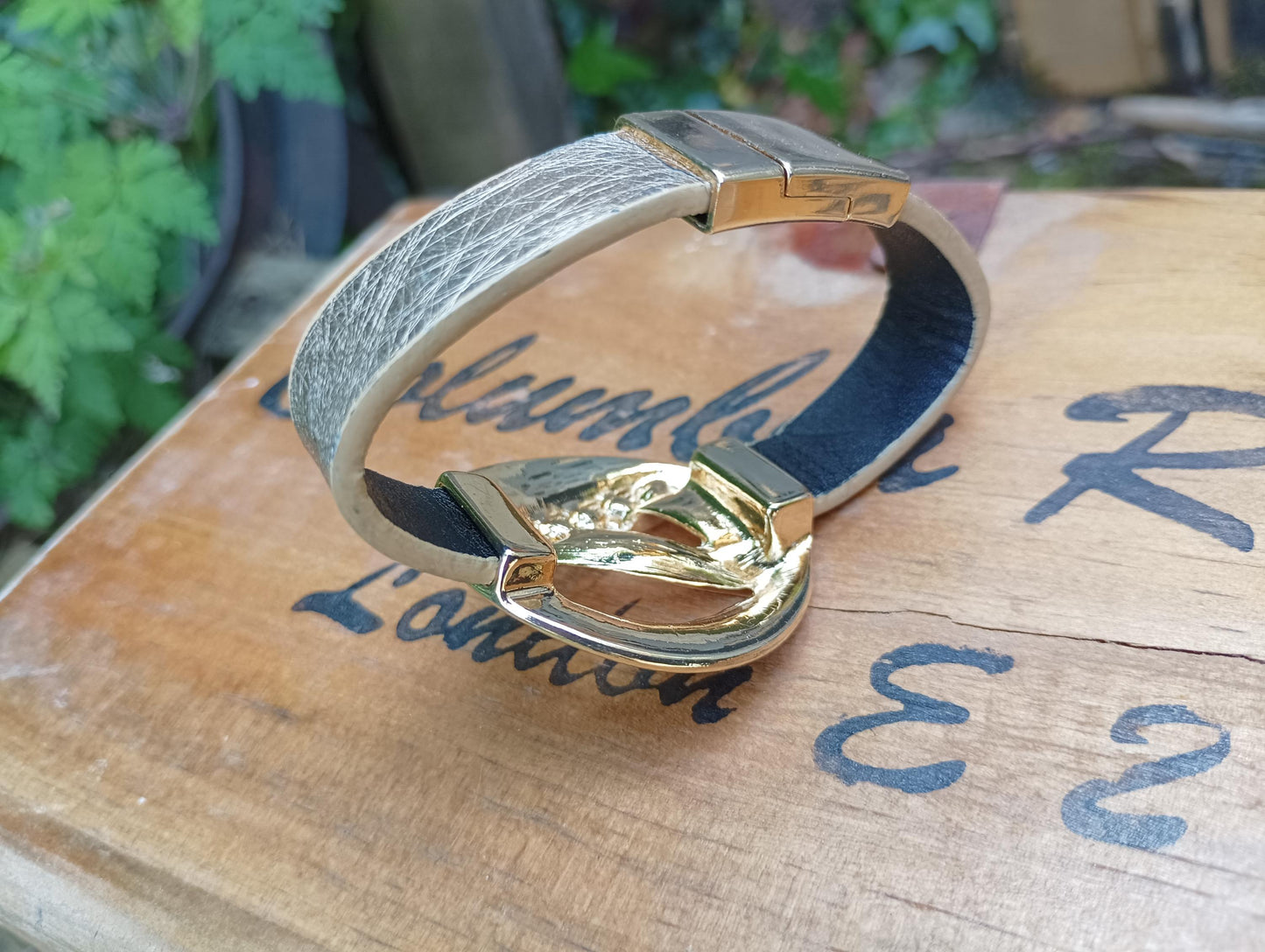 Vintage 1980s Bangle Bracelet: Retro Magnetic Clasp, Peach Rhinestones