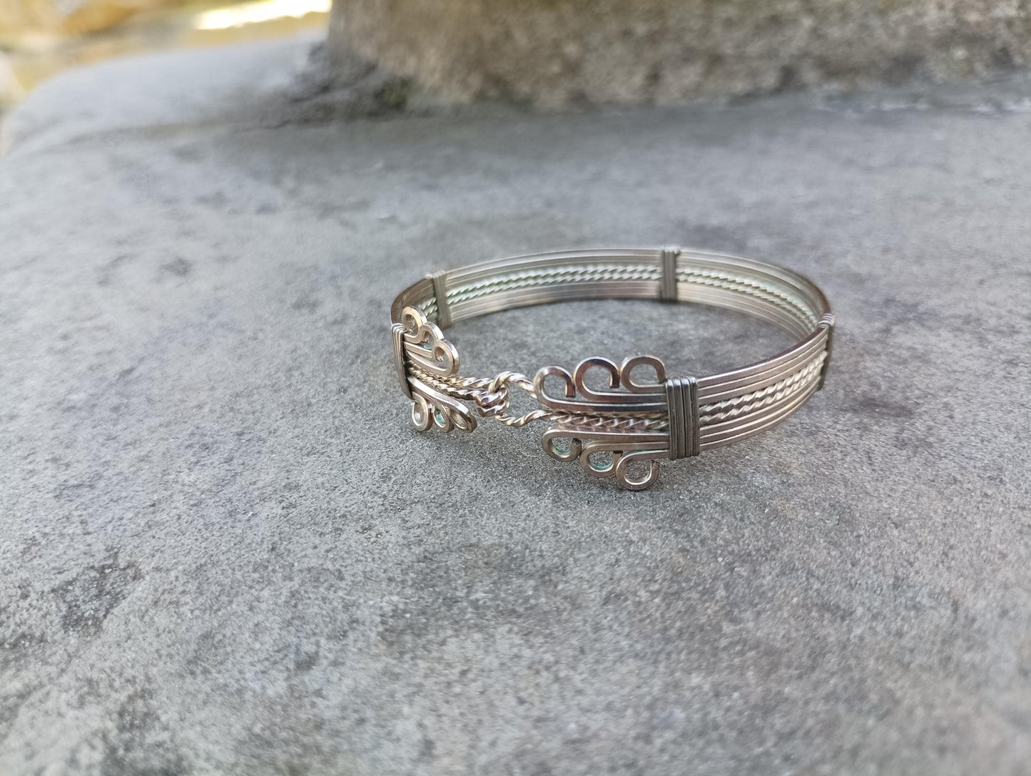 Vintage Gold Plated Woven Bangle: Edwardian Twisted Wire Bracelet