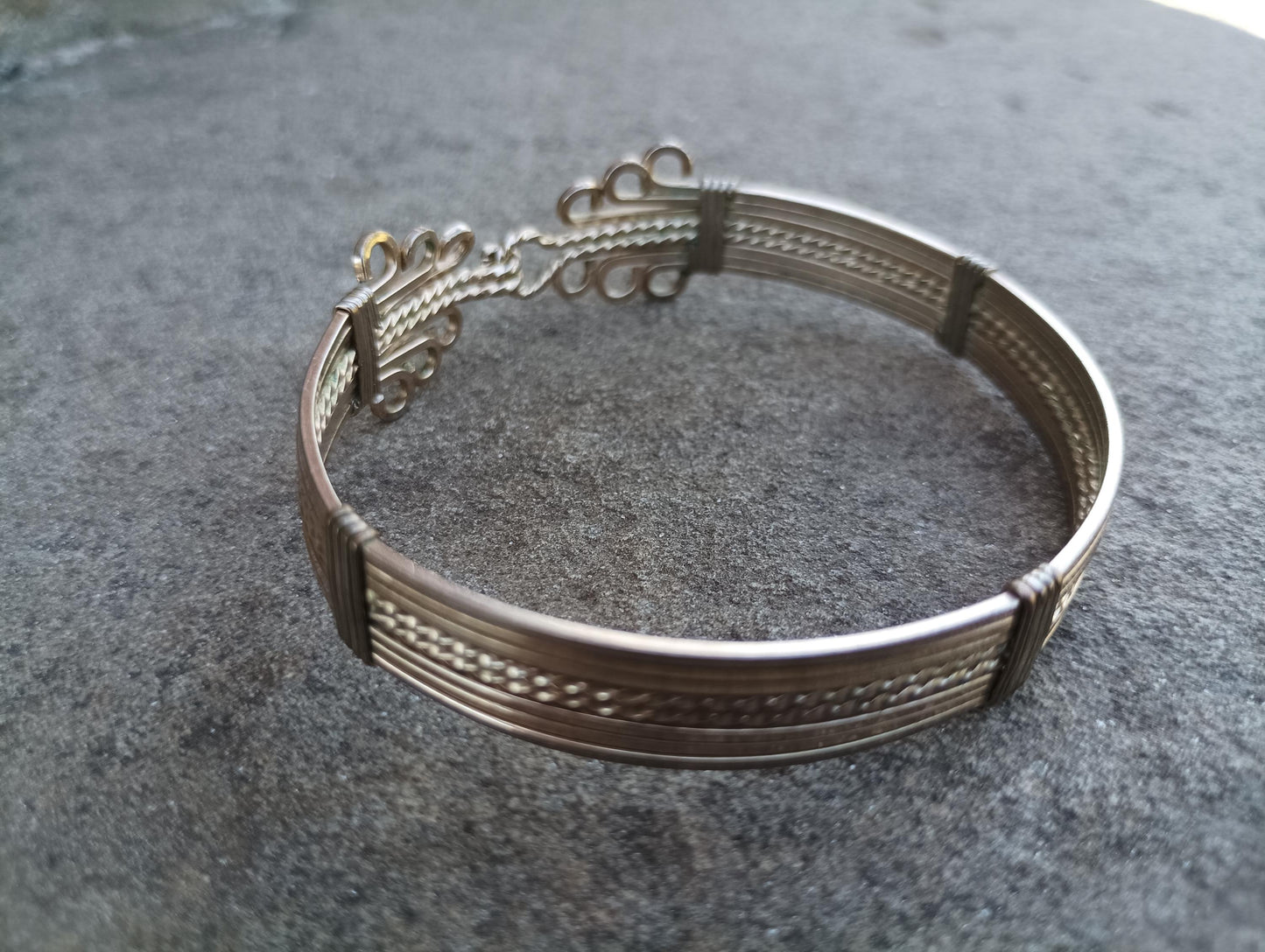 Vintage Gold Plated Woven Bangle: Edwardian Twisted Wire Bracelet