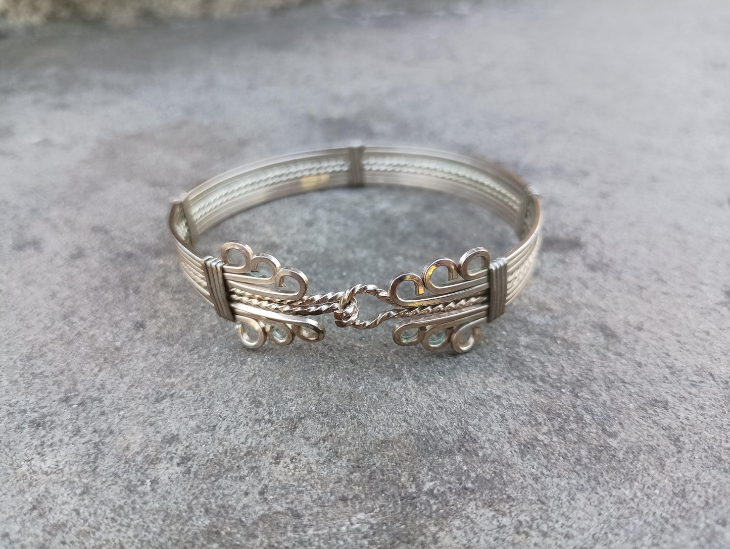 Vintage Gold Plated Woven Bangle: Edwardian Twisted Wire Bracelet