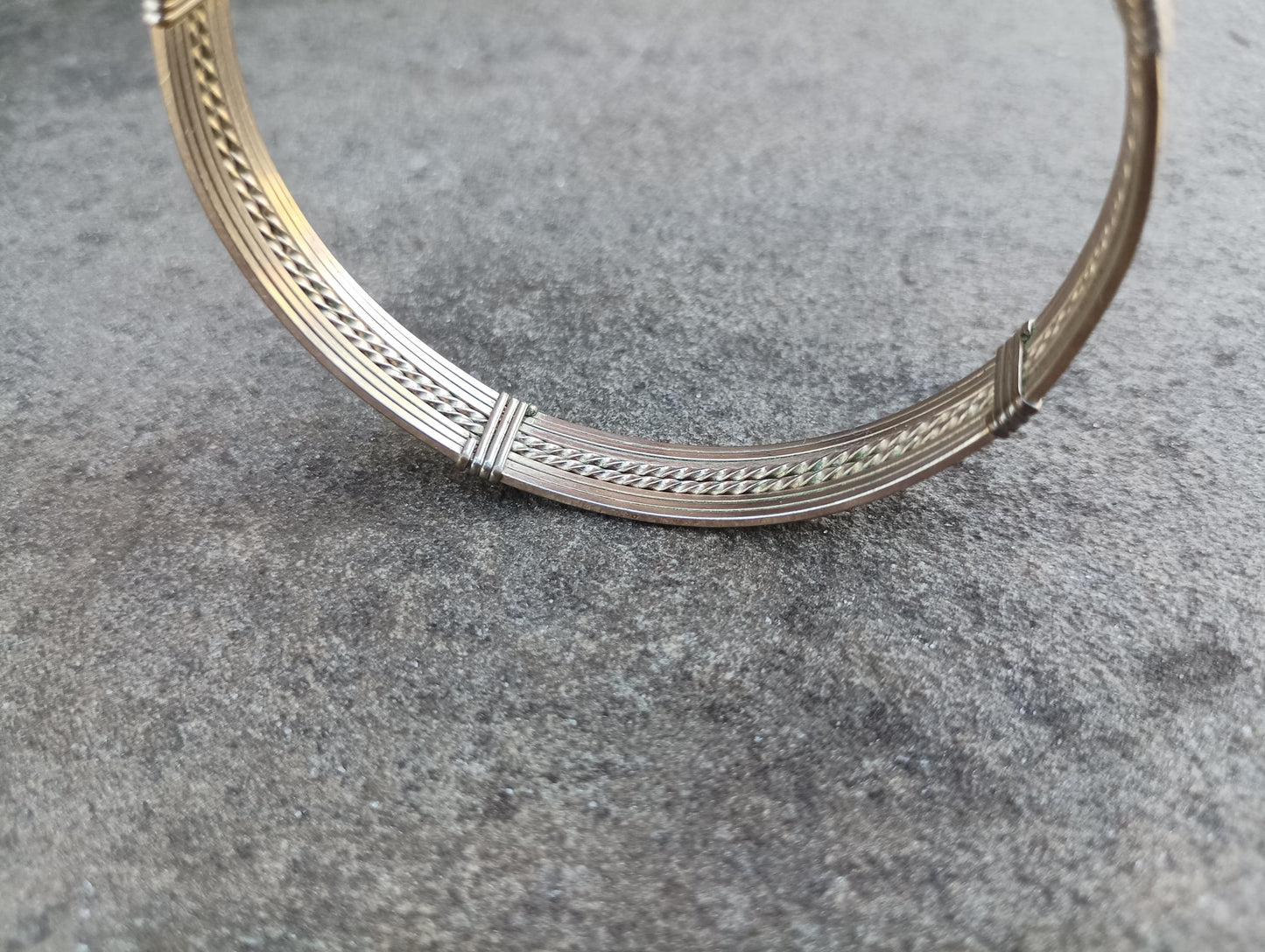 Vintage Gold Plated Woven Bangle: Edwardian Twisted Wire Bracelet