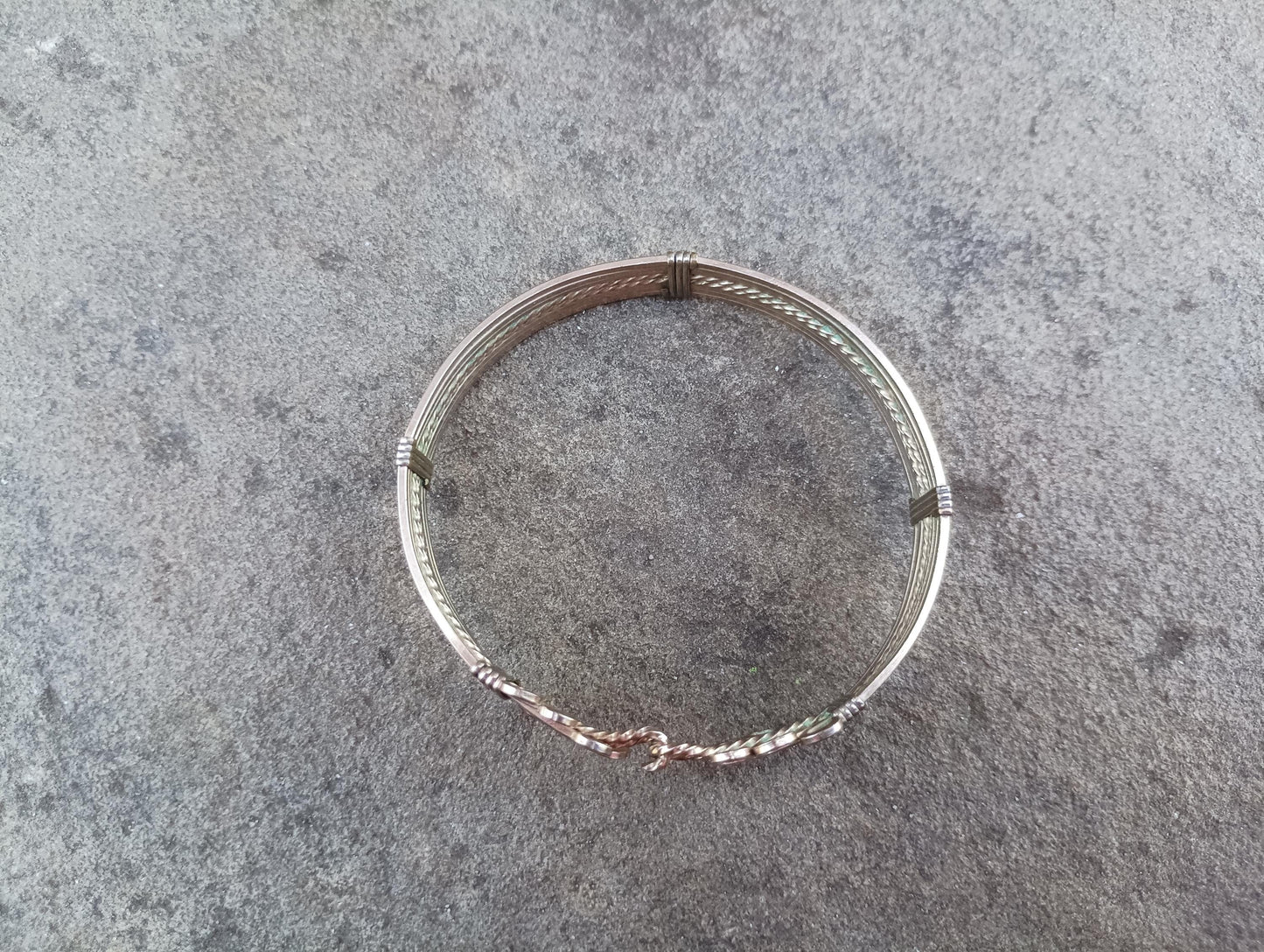 Vintage Gold Plated Woven Bangle: Edwardian Twisted Wire Bracelet