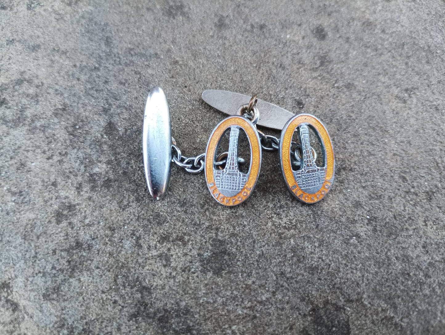 Vintage Blackpool Tower Cufflinks: Enamel Souvenir Jewelry