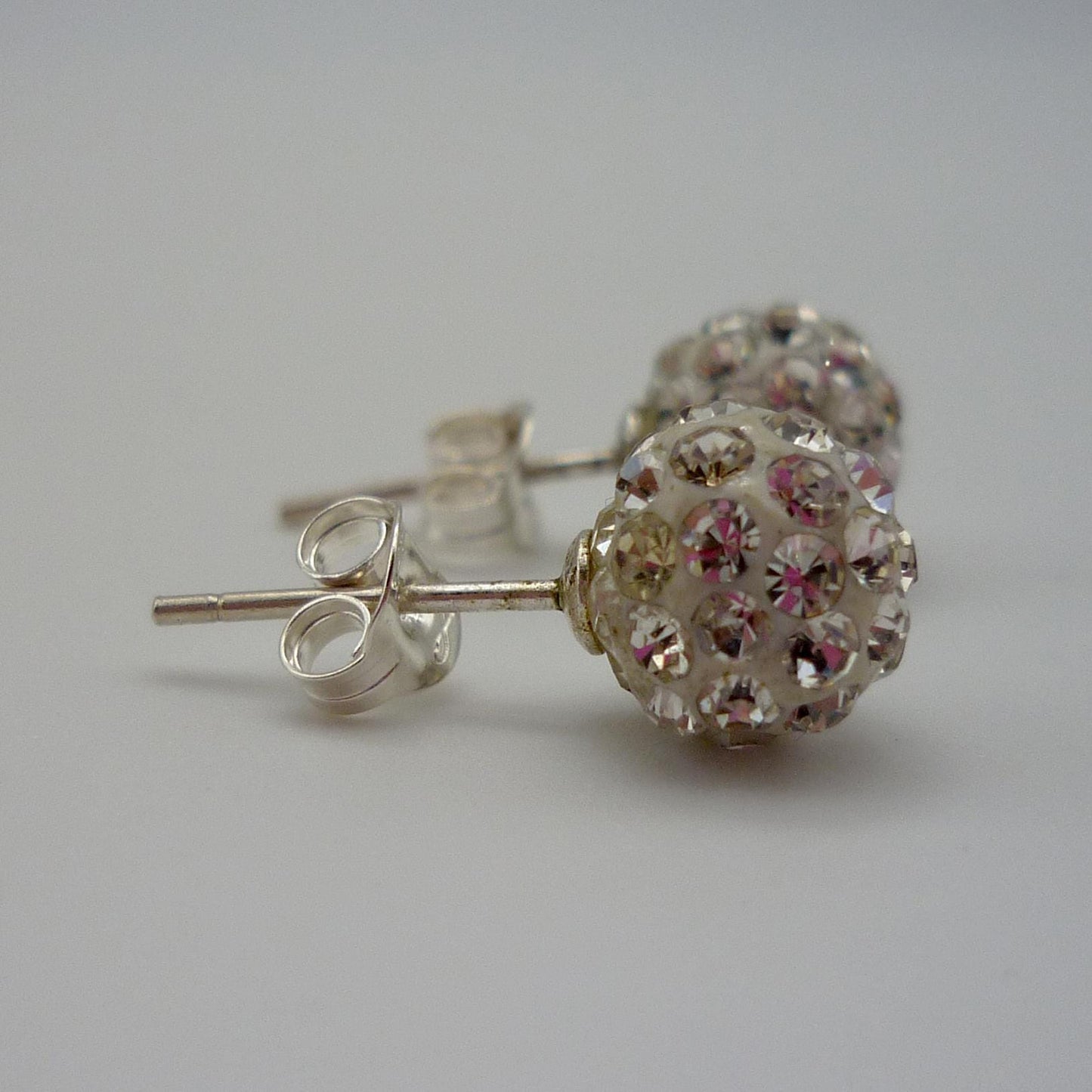 Clear Crystal Ball Stud Earrings, CZ Cluster Studs