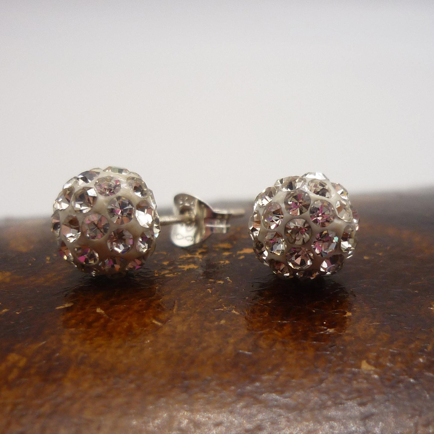 Clear Crystal Ball Stud Earrings, CZ Cluster Studs