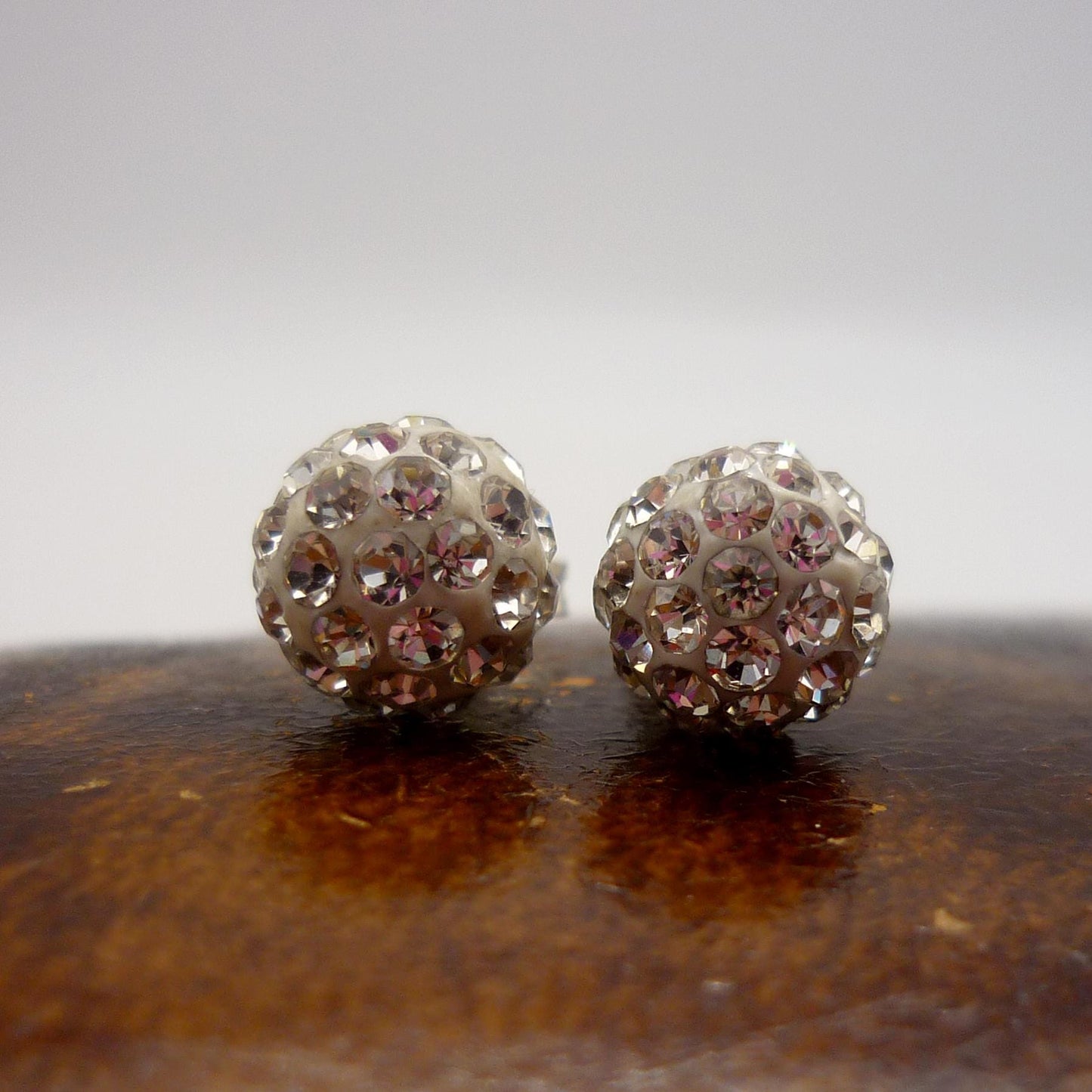 Clear Crystal Ball Stud Earrings, CZ Cluster Studs