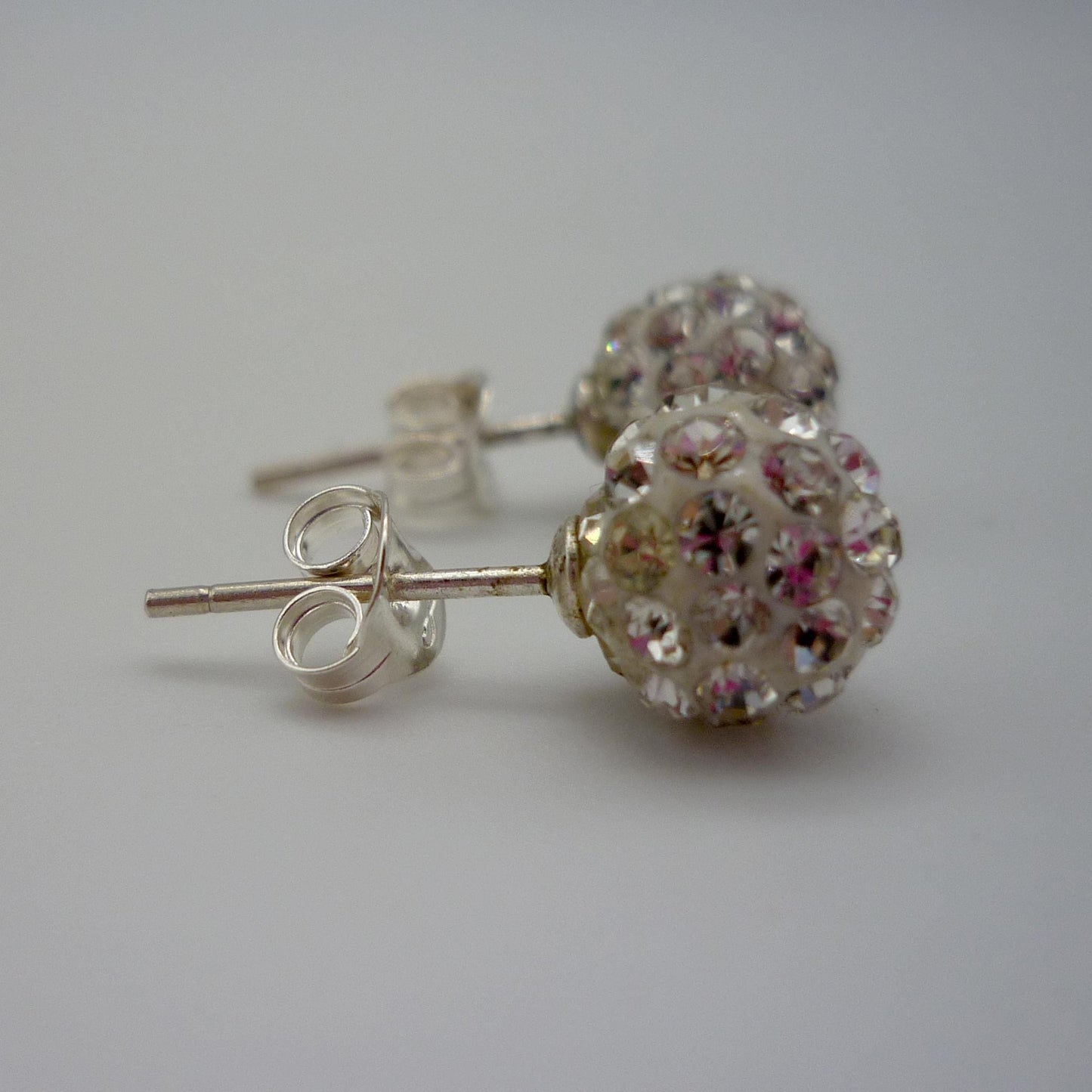 Clear Crystal Ball Stud Earrings, CZ Cluster Studs
