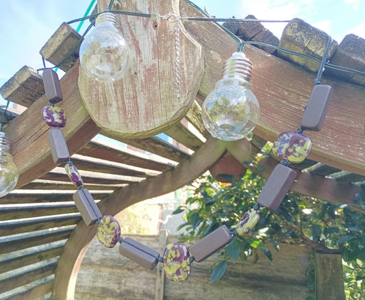 Retro Ceramic Beaded Necklace: Chunky Algae Chocolate Pottery