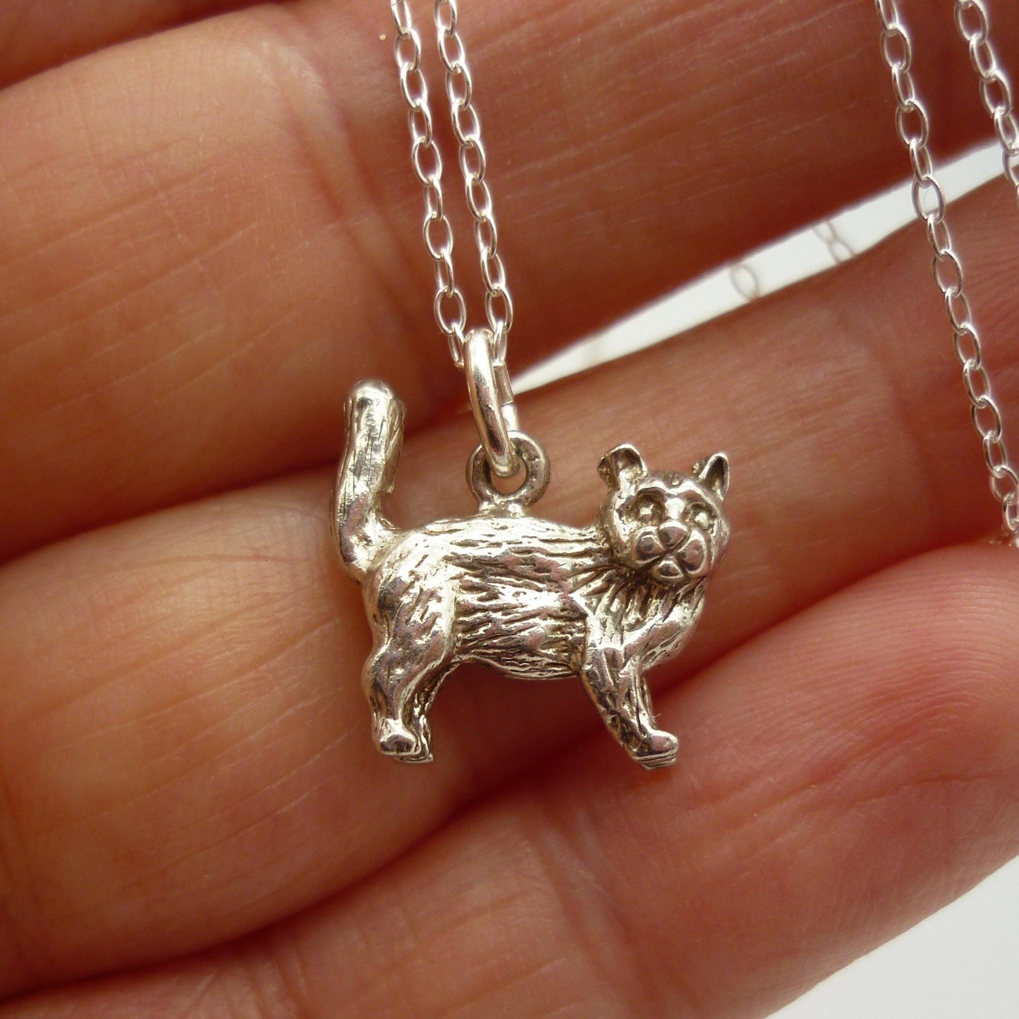 Silver Cat Charm Necklace