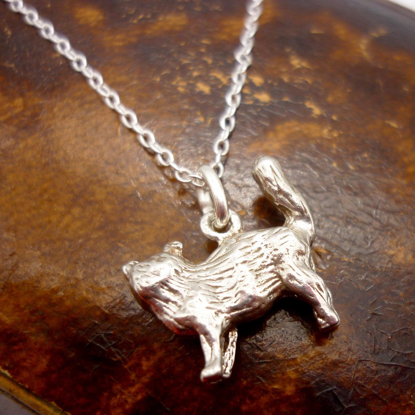 Silver Cat Charm Necklace
