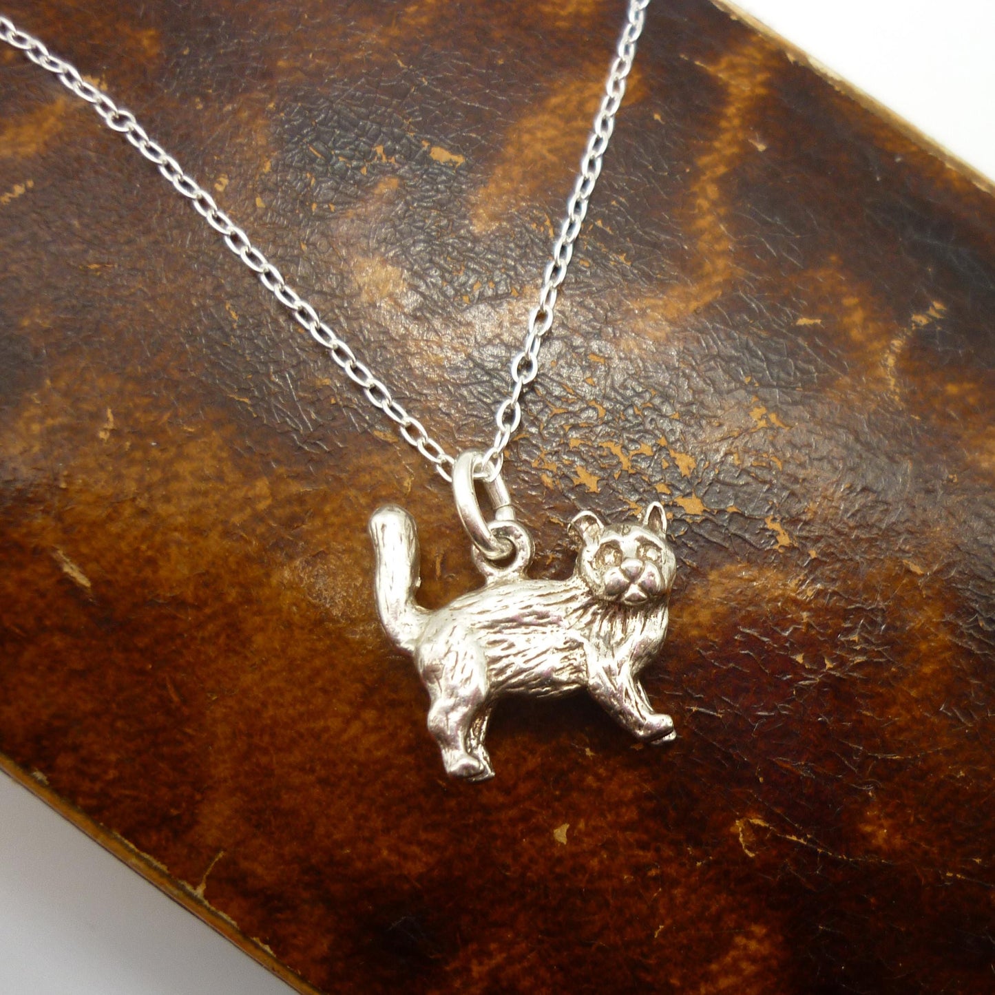 Silver Cat Charm Necklace