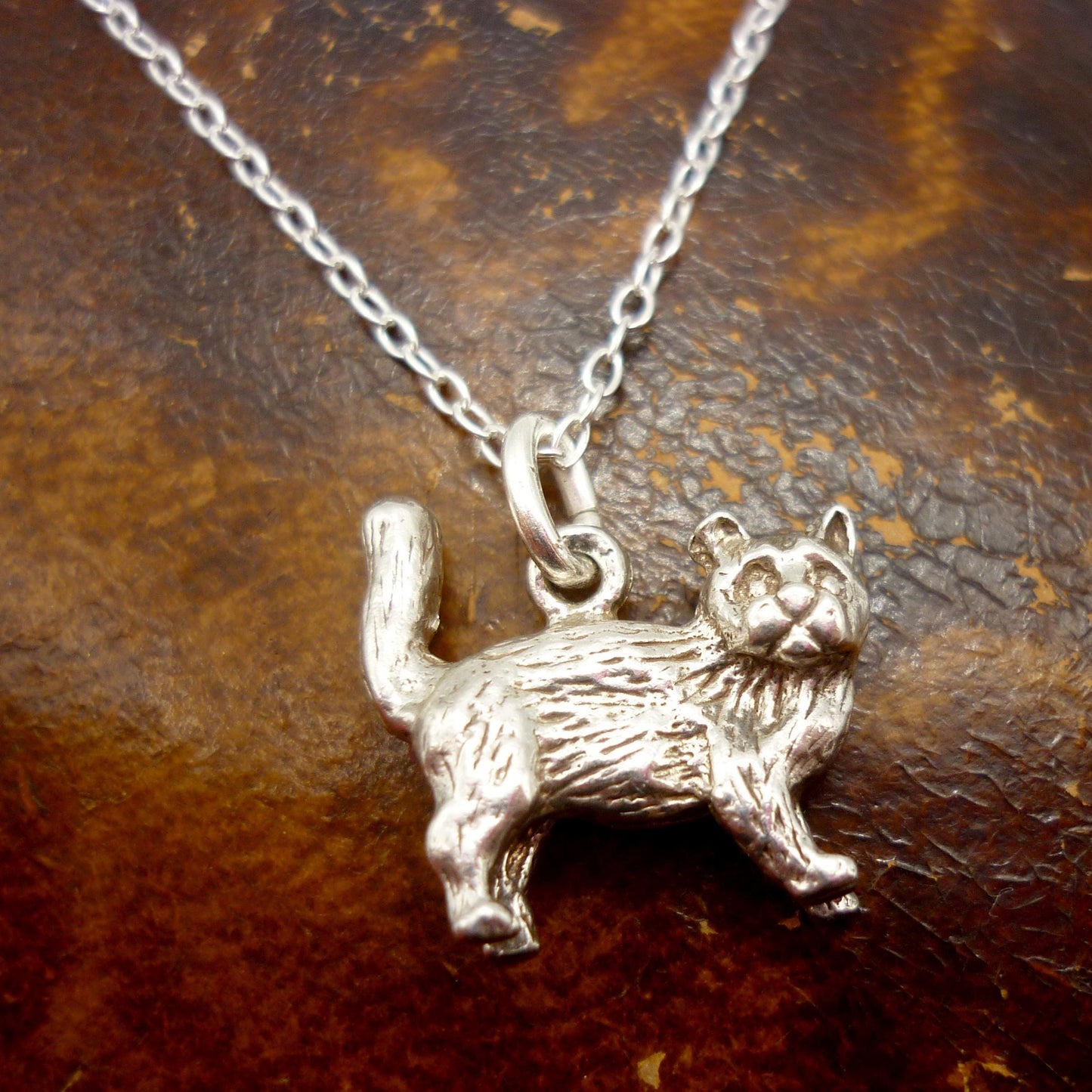 Silver Cat Charm Necklace