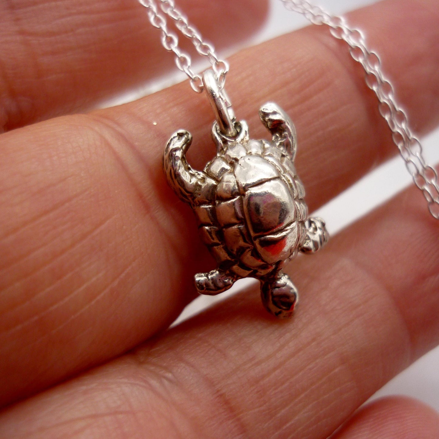 Silver Turtle Charm Necklace