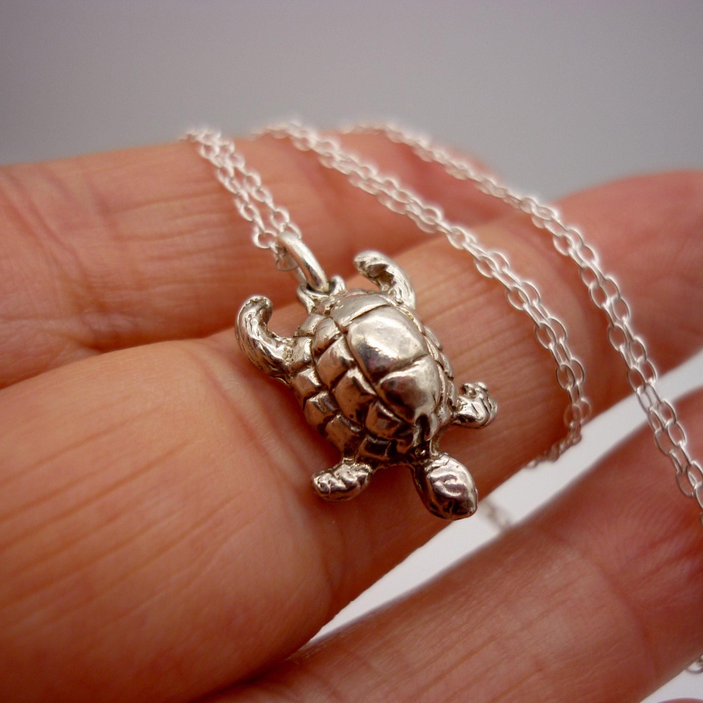 Silver Turtle Charm Necklace