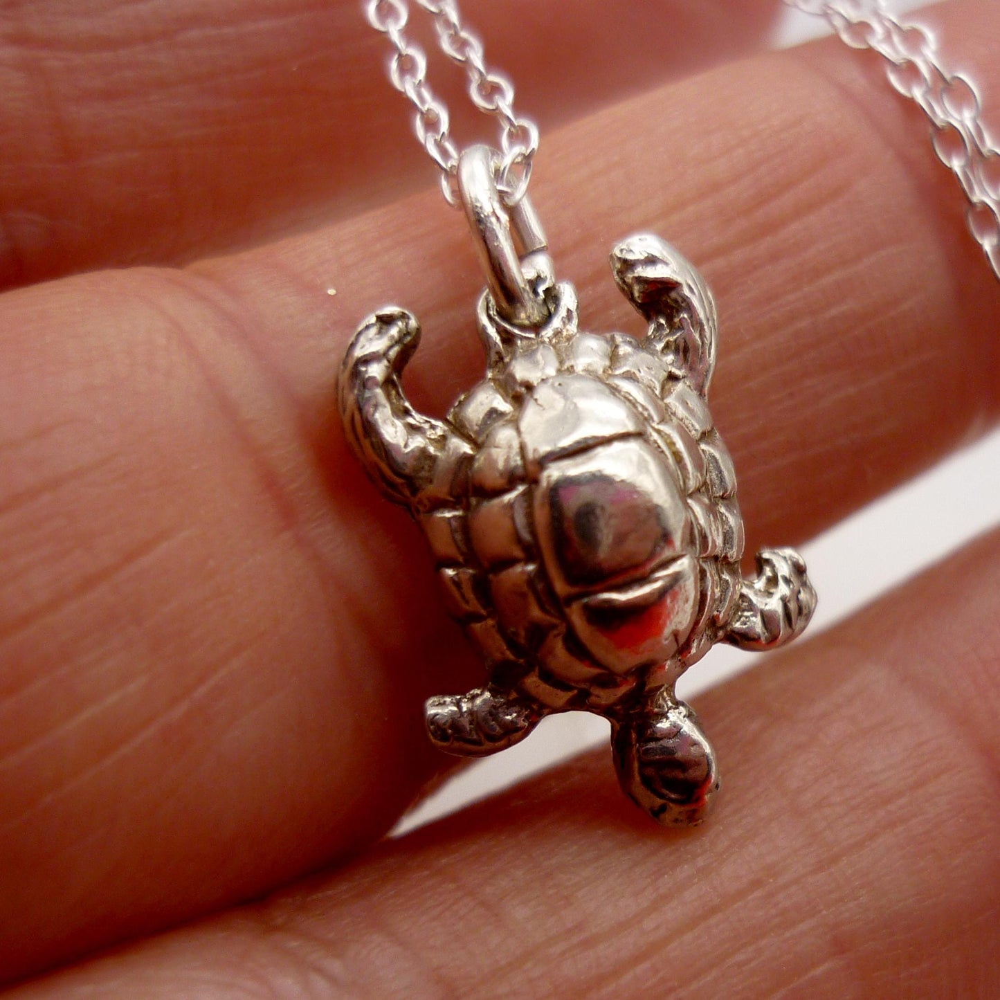 Silver Turtle Charm Necklace