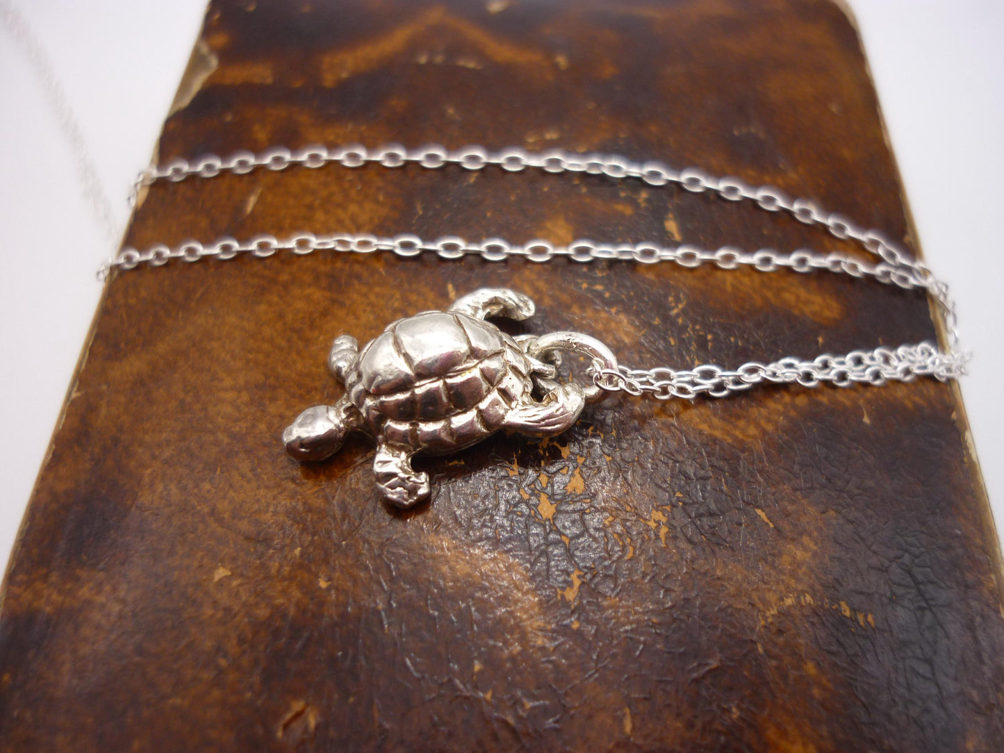 Silver Turtle Charm Necklace