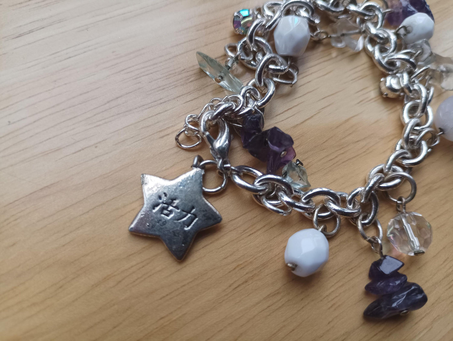 Vintage Energy Charm Bracelet: Amethyst, Fluorite & Agate