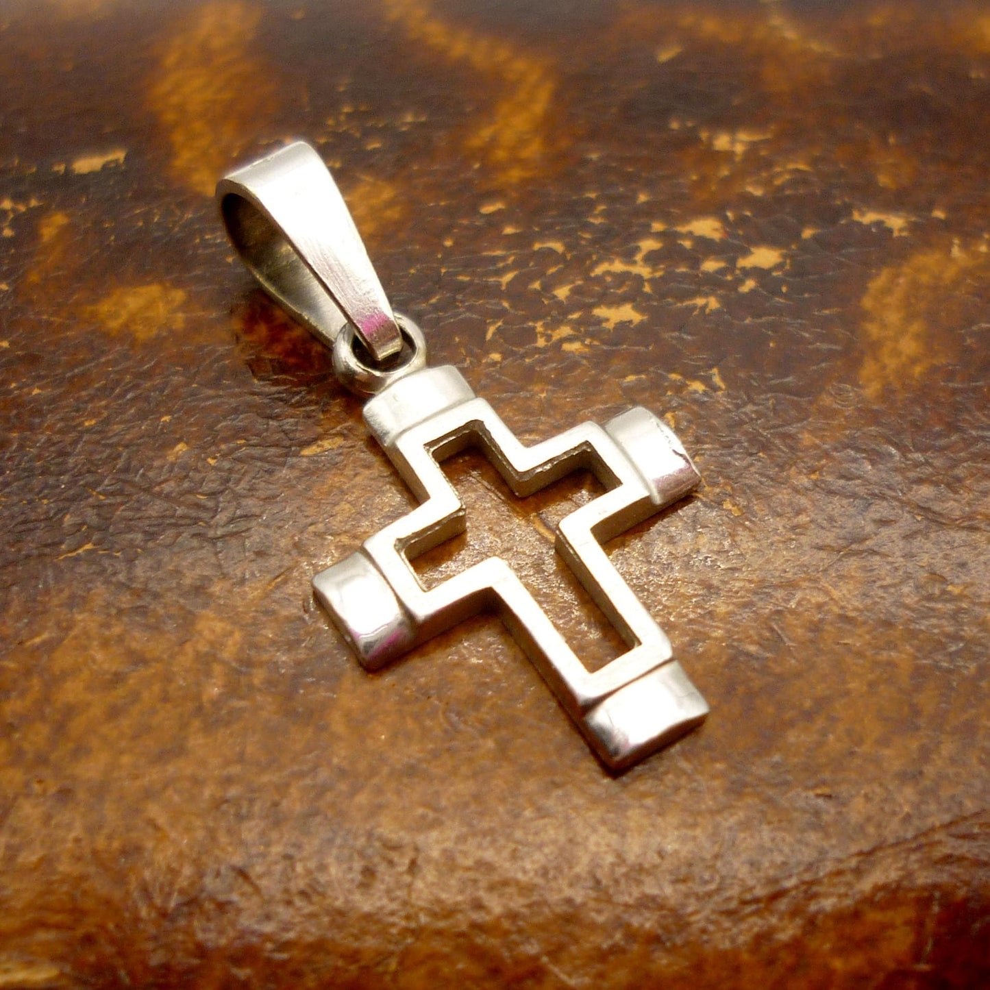 Dainty 14k White Gold Cross Pendant - Small Religious Charm