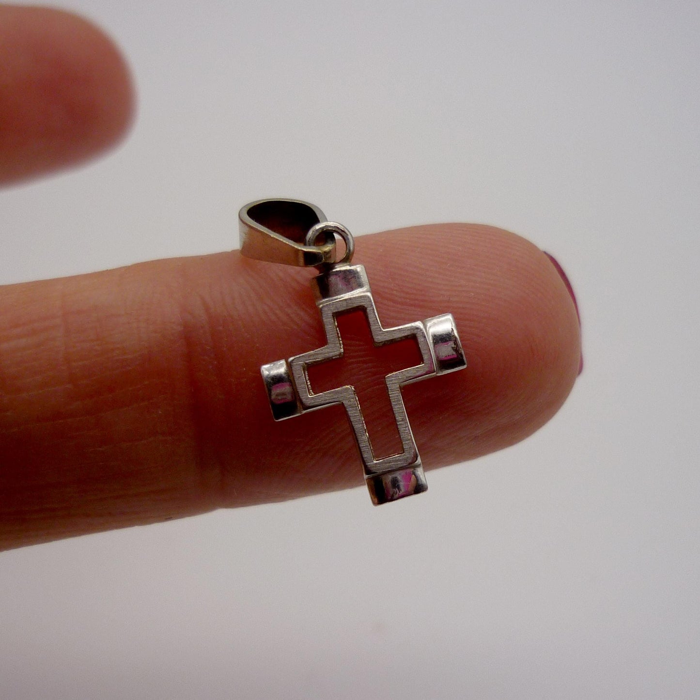 Dainty 14k White Gold Cross Pendant - Small Religious Charm