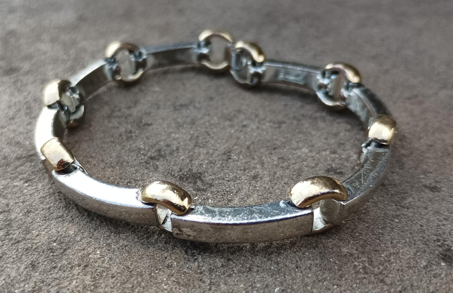 Monet Two-Tone Chain Bracelet: 1980s Retro Costume Jewelry