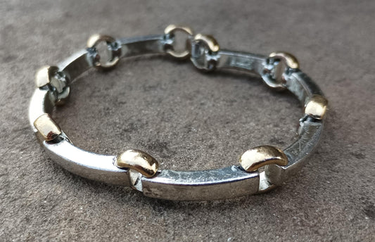 Monet Two-Tone Chain Bracelet: 1980s Retro Costume Jewelry