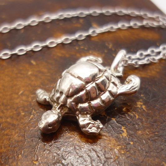 Silver Turtle Charm Necklace