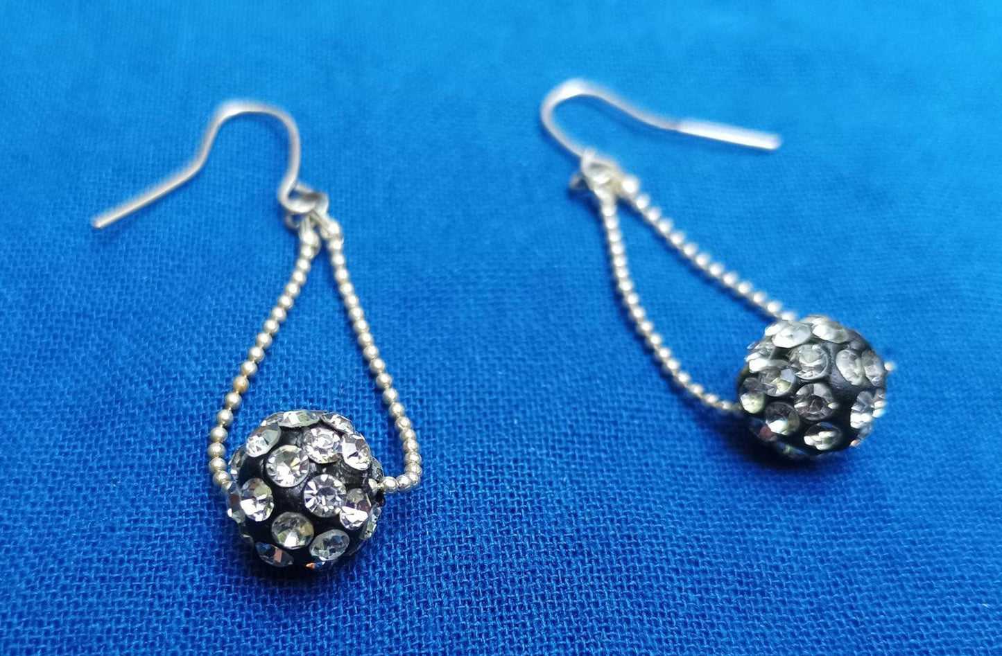 Vintage Diamante Orb Drop Earrings: Retro Disco Style