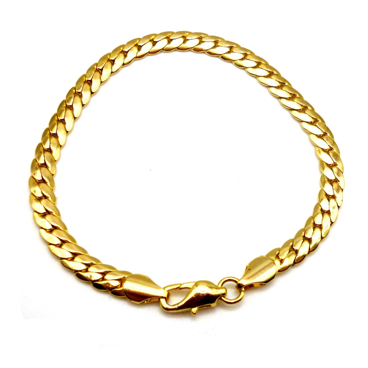 Gold Plated  Flat Link Chain Bracelet