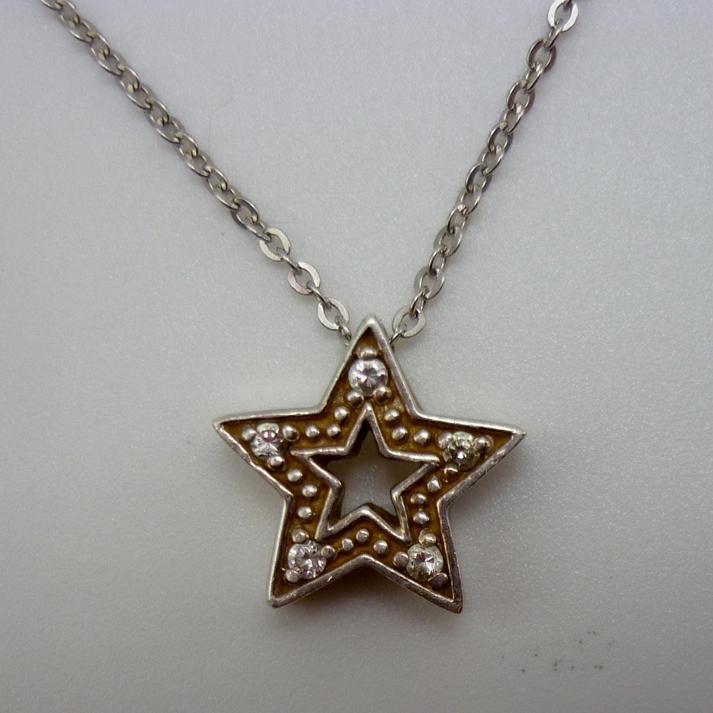 Vintage Sterling Silver Star Charm Pendant on Chain