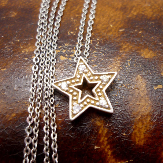 Vintage Sterling Silver Star Charm Pendant on Chain
