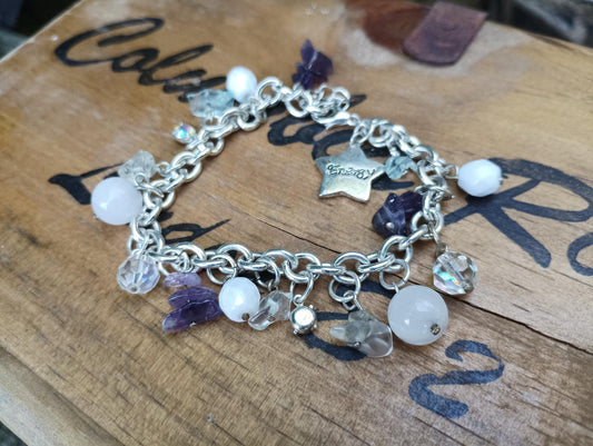 Vintage Energy Charm Bracelet: Amethyst, Fluorite & Agate