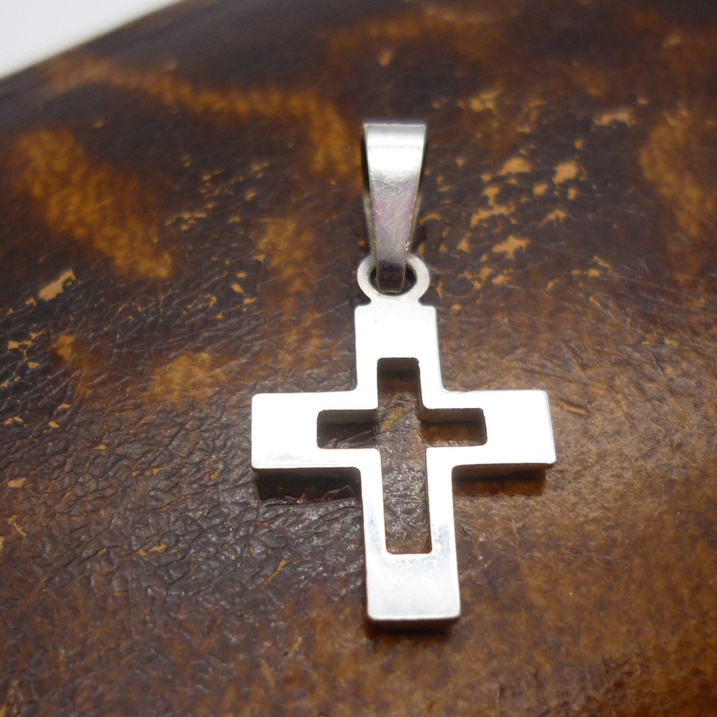 Dainty 14k White Gold Cross Pendant - Small Religious Charm