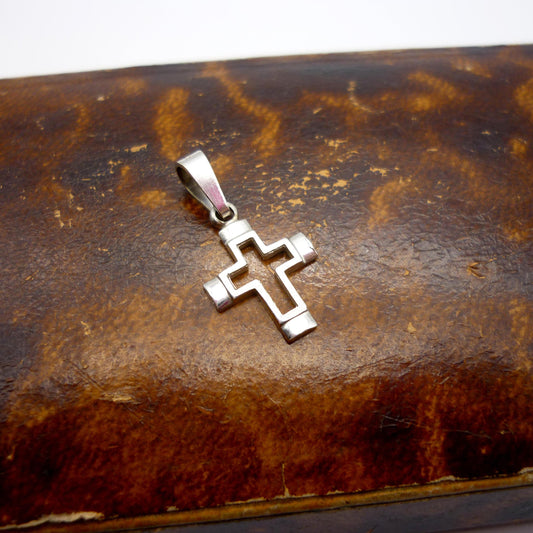 Dainty 14k White Gold Cross Pendant - Small Religious Charm