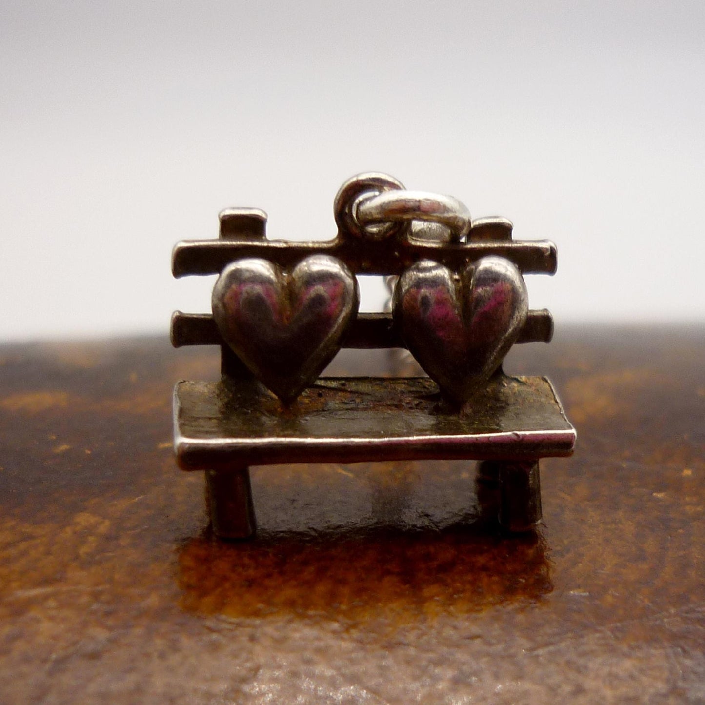 Silver Bench and Hearts Charm Necklace