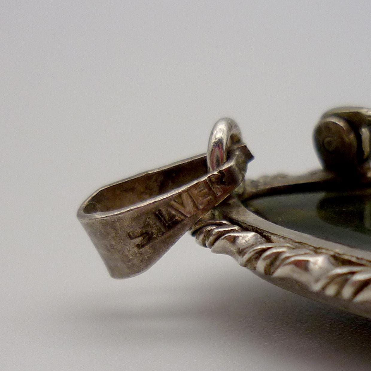 Tiger's Eye Pendant Brooch, Sterling Silver Tiger Eye Necklace