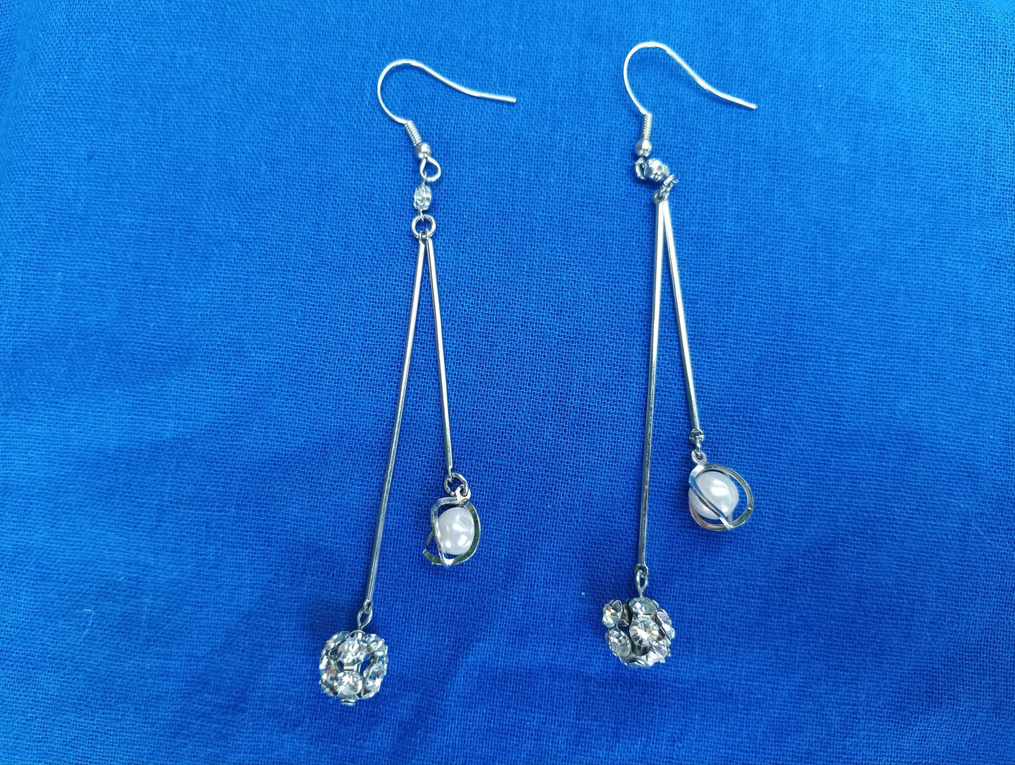 Vintage Diamante & Faux Pearl Drop Earrings: Retro Bar Style