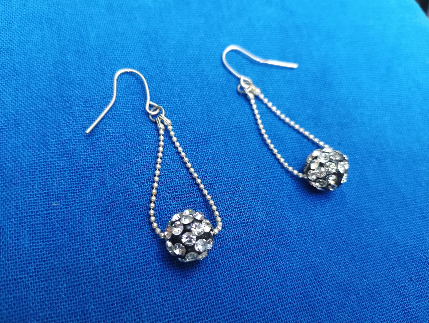 Vintage Diamante Orb Drop Earrings: Retro Disco Style