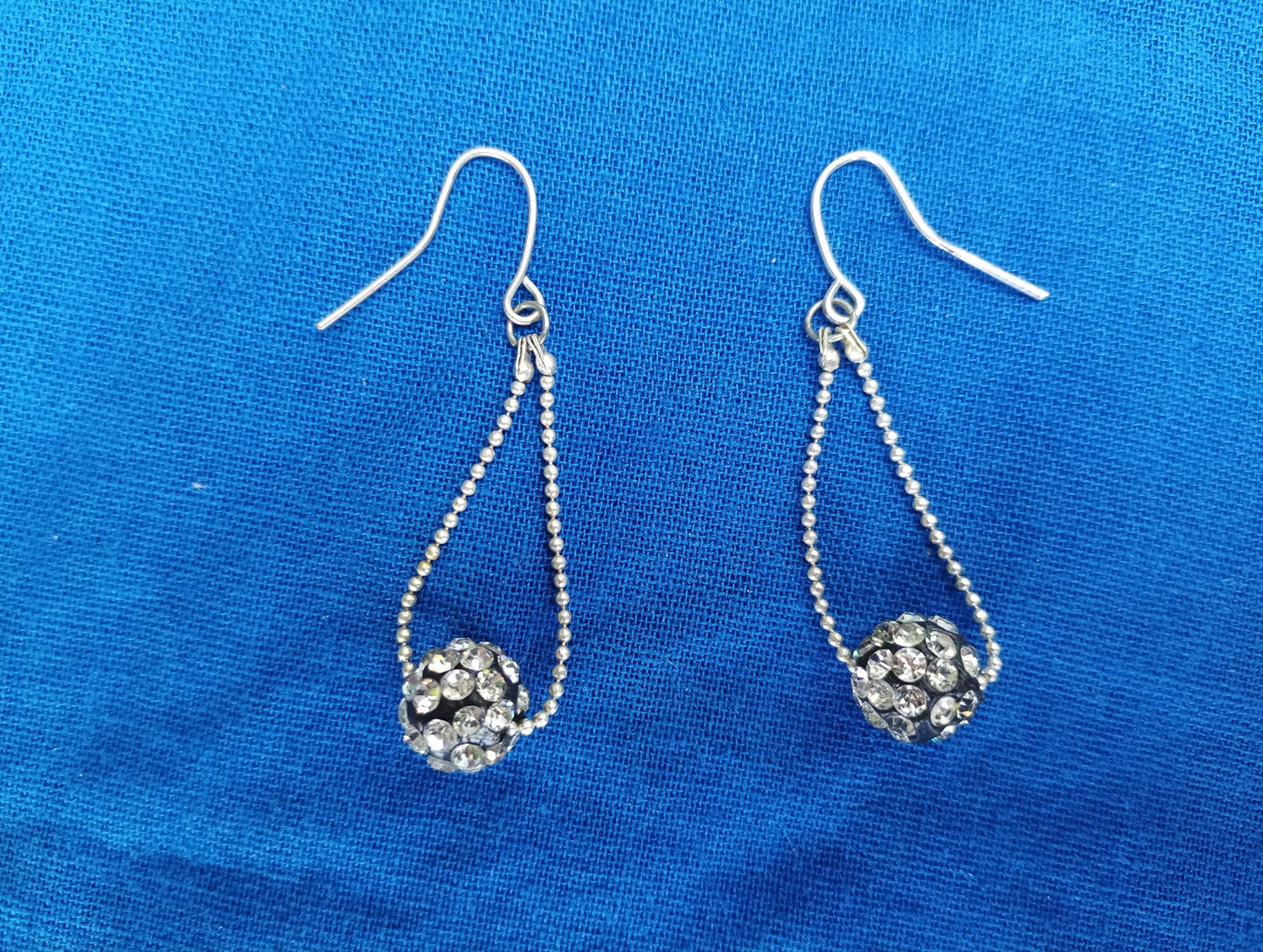 Vintage Diamante Orb Drop Earrings: Retro Disco Style