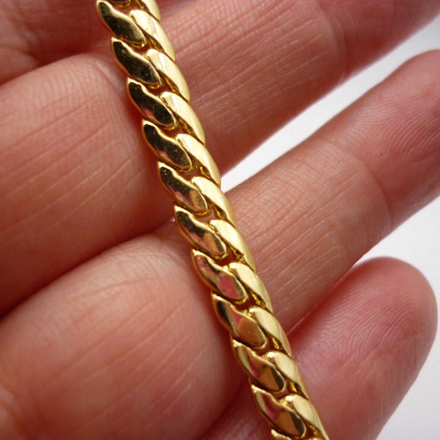 Gold Plated  Flat Link Chain Bracelet