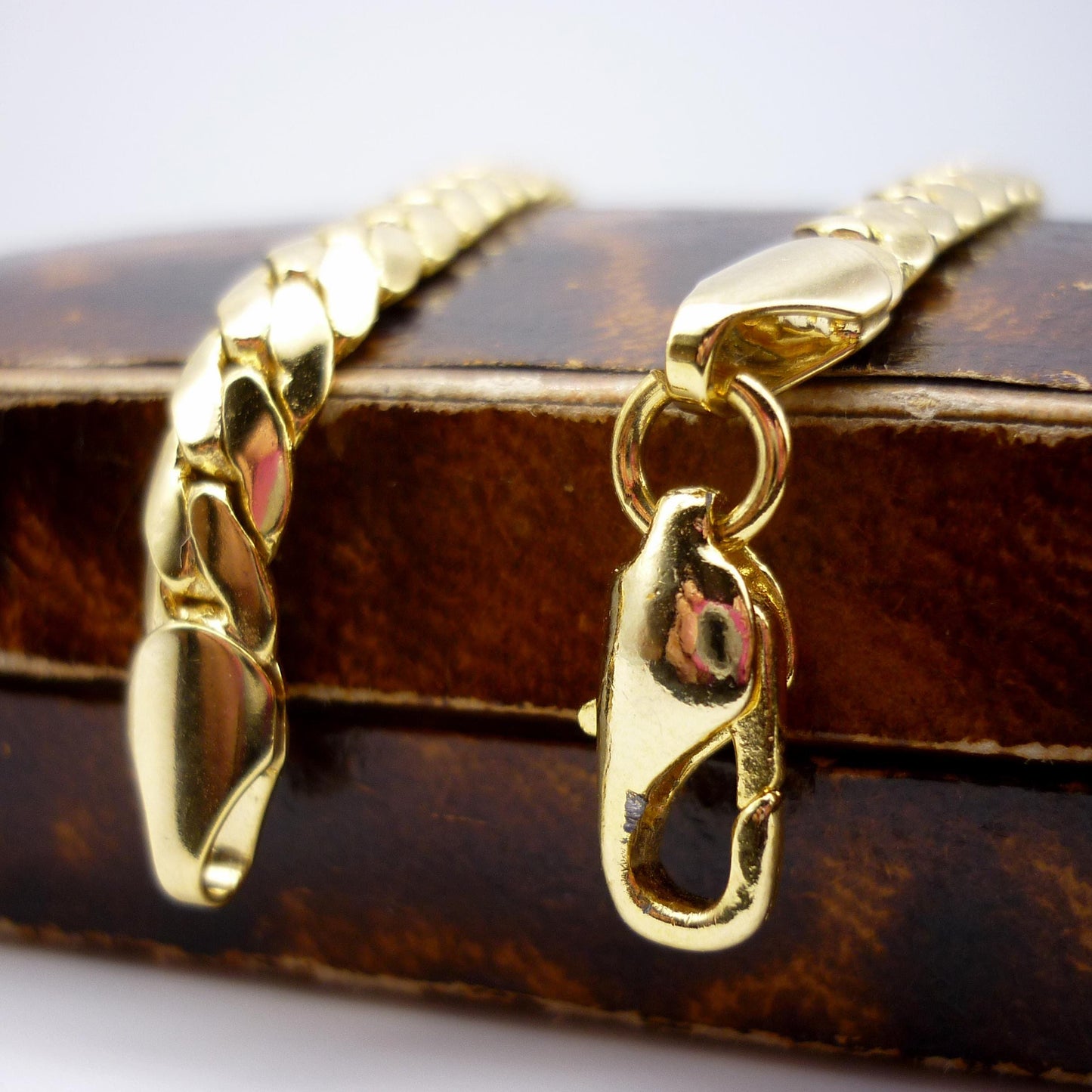 Gold Plated  Flat Link Chain Bracelet