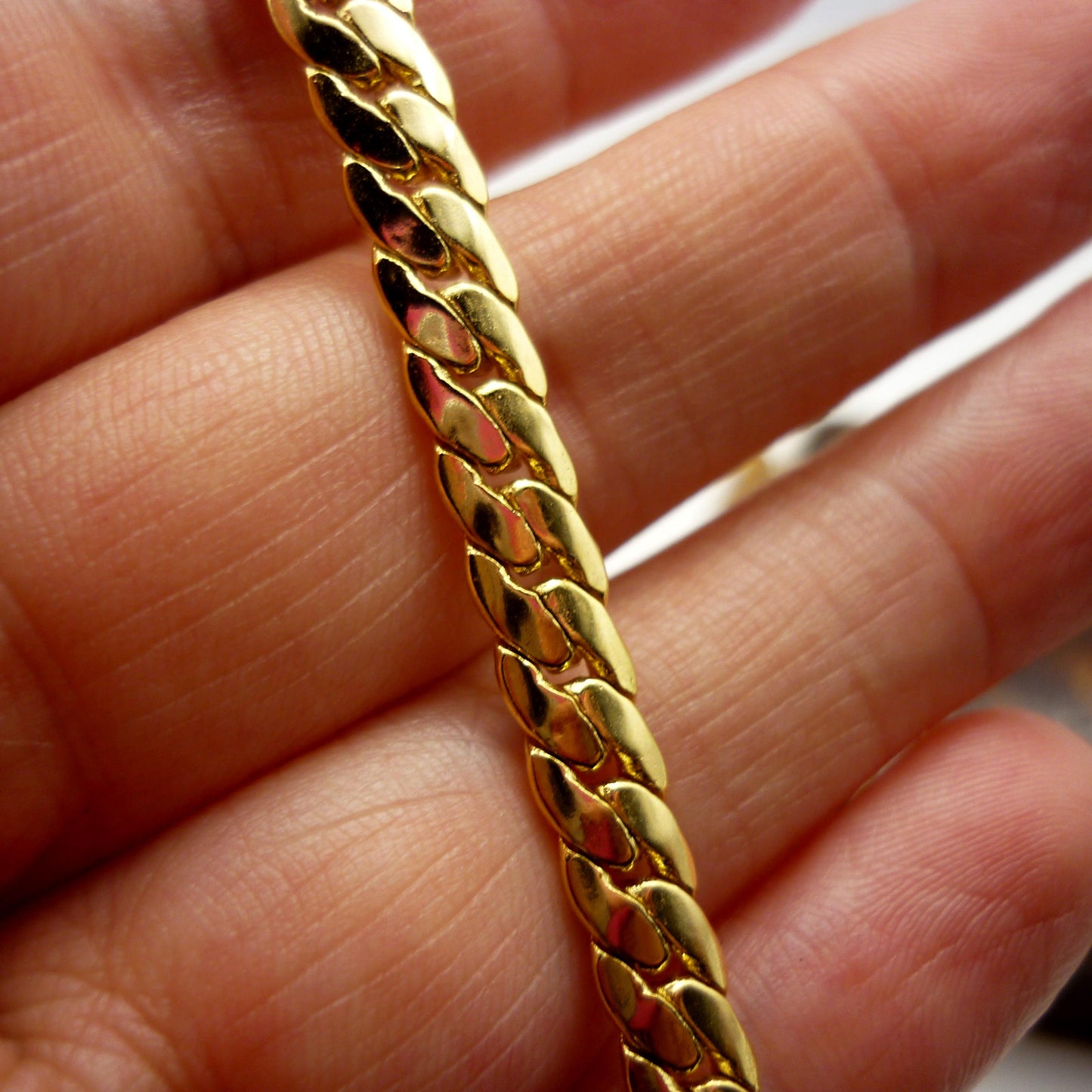 Gold Plated  Flat Link Chain Bracelet