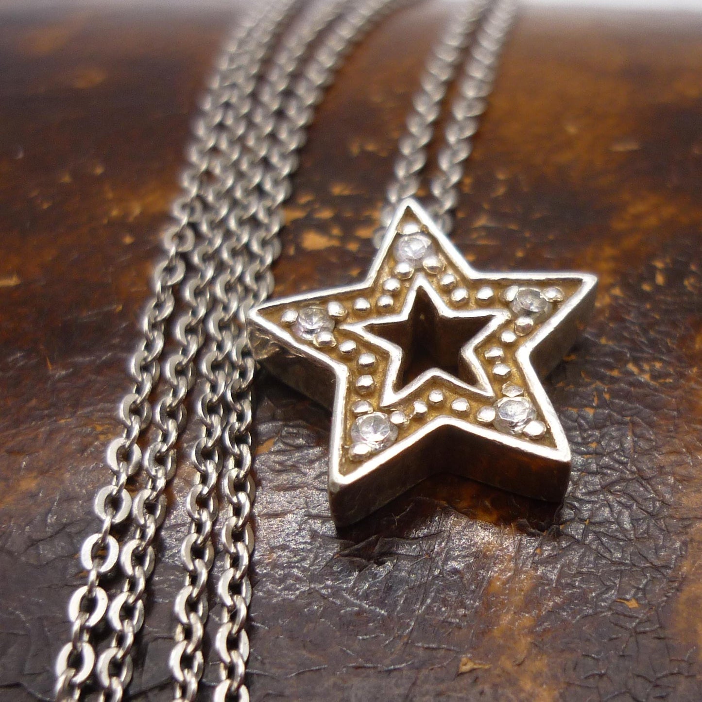 Vintage Sterling Silver Star Charm Pendant on Chain